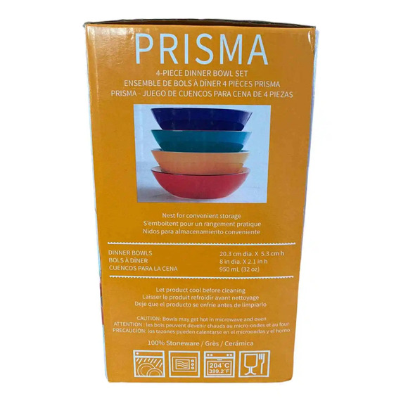 Baum Prisma Stoneware Dinner Bowl Set, 4 Piece Set, Stackable, Beautiful, NIB - Picture 9 of 12